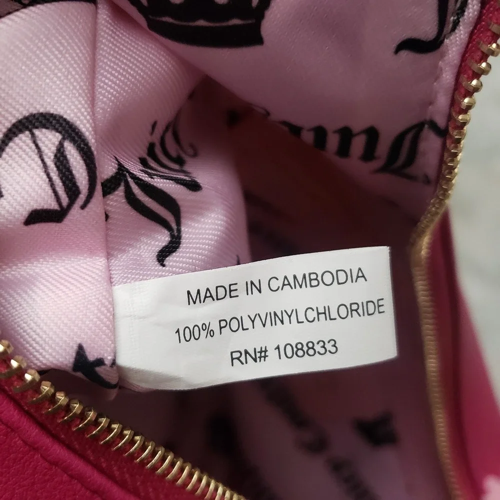 Juicy Couture Purse Womens Pink Leather Embroidered Daisy For Justice W/ Charm